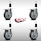 Service Caster 5'' SS Thermoplastic Rubber Swivel 1-3/8'' Expanding Stem Caster Set Total Lock Brake, 4PK SCC-SSEXTTL20S514-TPRB-138-4 - alternate 2